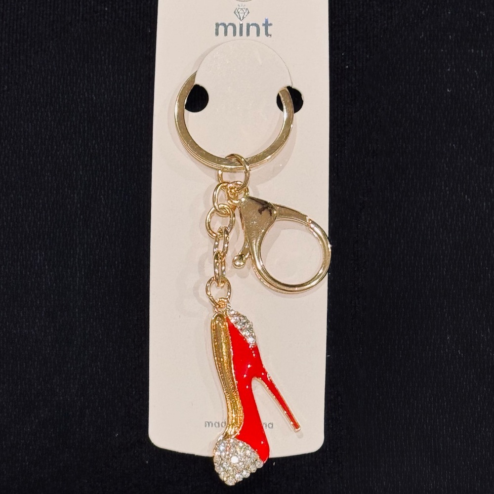 BAG CHARM Mint Stylish Red and Gold Heel Keychain